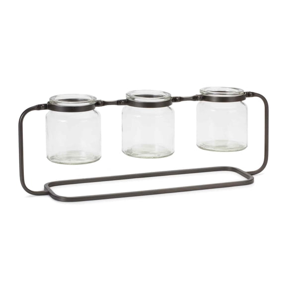 Melrose Glass Bottle Vases with Stand - 19.75" - Clear