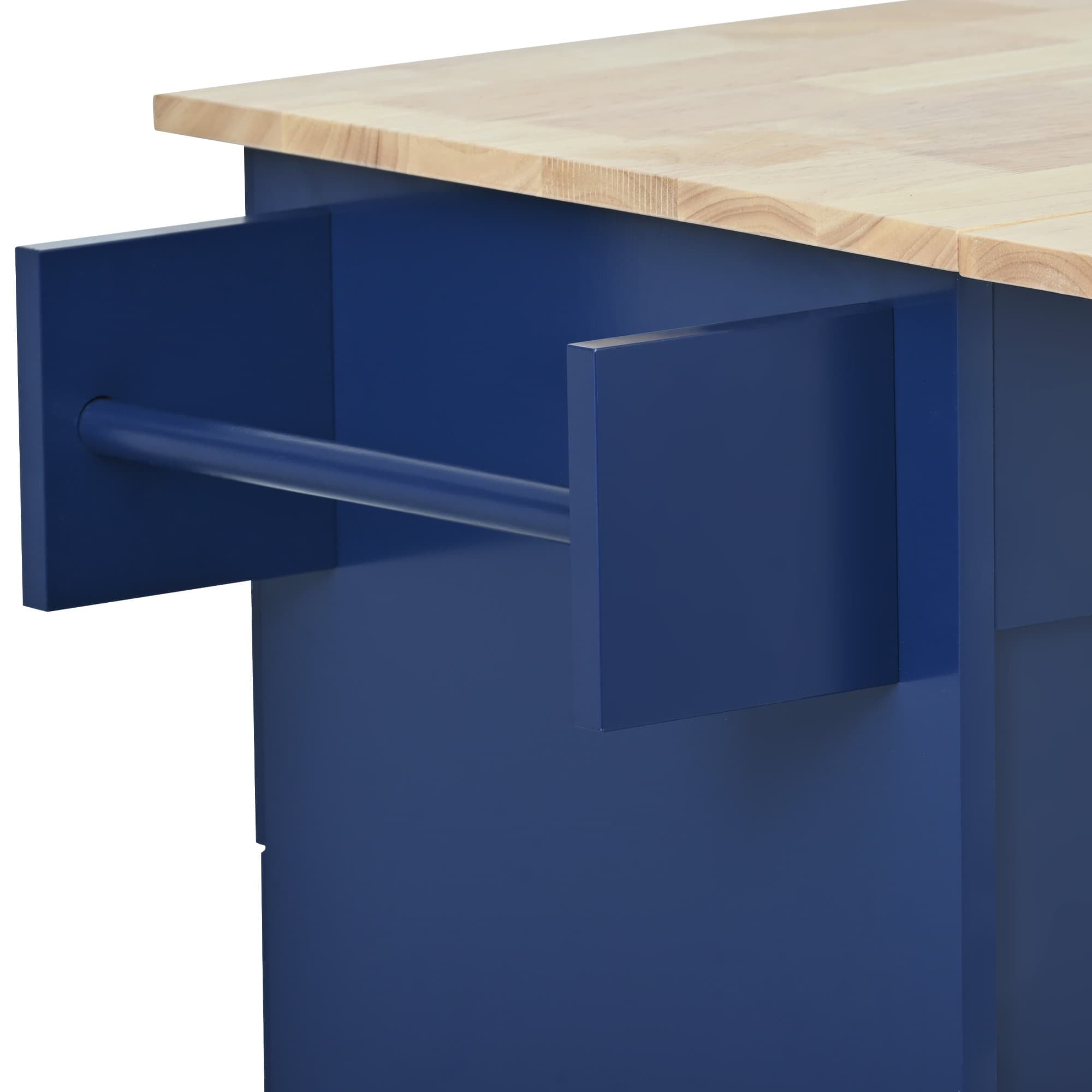 MAYEERTY Rolling Mobile Kitchen Island - Drop Leaf, Locking Wheels & Storage Cabinet