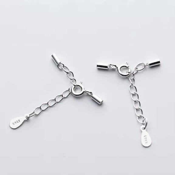 GKNET Sterling Silver 925 Crimp Cord End Cap Spring Ring Clasp W/ Extender A2650-1mm-1 piece