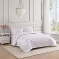 thumbnail image 3 of Maisy Bows Mauve White 3-Piece All-Season Embellished Ruffle Microfiber Reversible Quilt Set - Full/Queen, 3 of 4