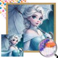 thumbnail image 1 of ZQS3784-AB Diamante AB parcial Diamante Elsa sosteniendo un paraguas Serie personajes resina diamante 40 * 40 CM Tamaño del lienzo 45 * 45 cm, 1 of 9