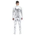 thumbnail image 2 of Alvivi Men's Shiny Metallic Full Body Unitard Bodysuit One Piece Zipper Catsuit Leotard Jumpsuit Silver L, 2 of 3