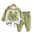 thumbnail image 2 of Esaierr Boys Girls Winter Clothes Set Baby Newborn Hoodie Sweatshirt Pants Outfit Sets Long Sleeve Cotton Cute Cartoon Warm Padded Suit for 9M-4Y, 2 of 5