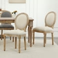 thumbnail image 3 of uhomepro French Country Dining Chairs (Set of 2), Upholstered Back Side Chair, Farmhouse Fabric Chairs with Round Back, Solid Wood Legs, Accent Side Chairs for Kitchen Bedroom, Linen Beige, 3 of 7