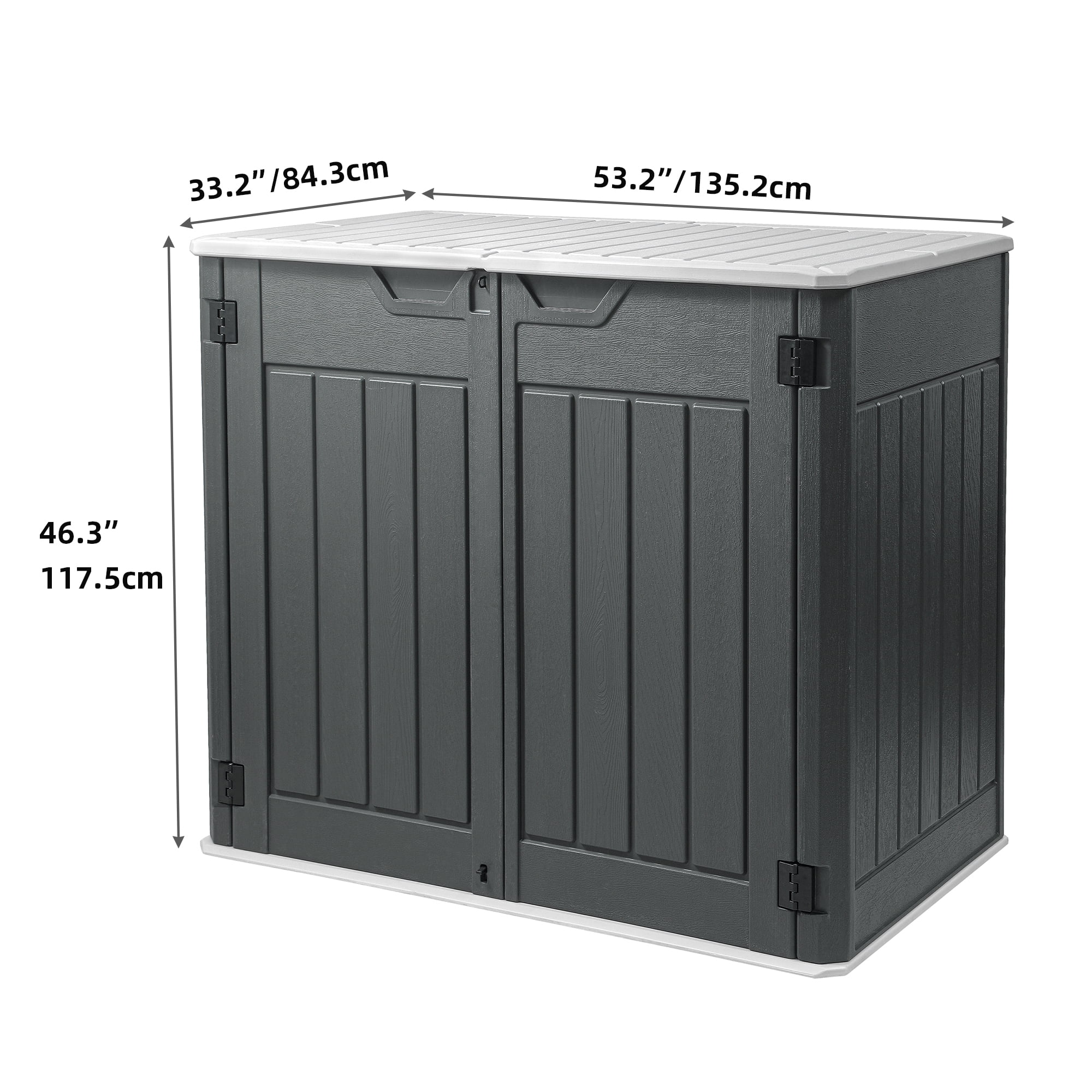 Uforic 4.5x4ft Horizontal Resin Outdoor Storage Shed, Waterproof & Lockable, Dark Gray