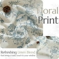 thumbnail image 5 of Floral Kitchen Curtains Linen Tier Curtains Blue Flower on Beige Cafe Curtains 36 Inch Length Living Room Bedroom Bathroom Farmhouse Rustic Country Curtains Rod Pocket 2 Panels, 5 of 6