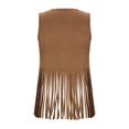 thumbnail image 5 of Women's Western Fringe Vest Sleeveless Faux Suede Cowgirl Jacket 70s Hippie Tassel Trim Open Front Cardigan Outfit, 5 of 7
