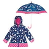 Stephen Joseph Girls 4-8 Rain Coat & Umbrella Set