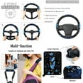 thumbnail image 5 of Yuyamidu Blue Butterfly Car Seat Cover Set of 15 Flower Steering Wheel Cover Seat Belt Pads Garbage Bag Air Vent Pocket Rearview Mirror Cover Car Coasters Keychain Fit for SUV Van Sedan, 5 of 7