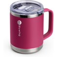 thumbnail image 1 of Tasse à Café Isolée avec Couvercle, 12 oz Tasse de Voyage en Acier Inoxydable à Double Paroi avec Poignée, Anti-Fuite (Rouge Fuchsia), 1 of 4
