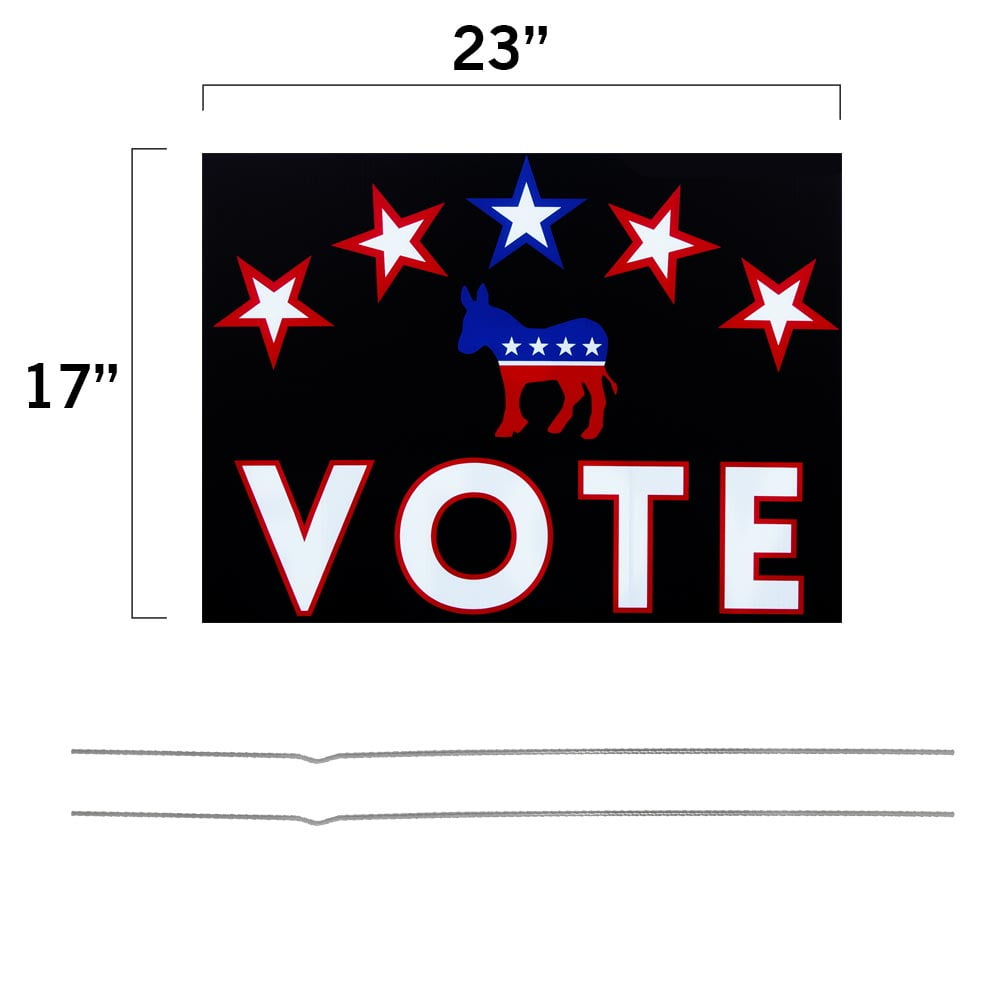 Vispronet Vote Democrat Yard Sign, 23in x 17in Vote Sign with Stake, Corrugated Plastic Material