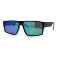 thumbnail image 5 of Kush Mens Bold Angular Line Flat Top Rectangle Plastic Sunglasses Matte Black - Green Mirror, 5 of 7