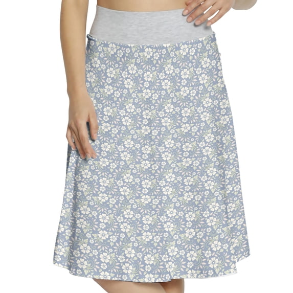 Women's Spring Pastel Tone Floral Vintage A-line Printed Skirt Casual Wear, 3XL, Pale Green Peach, by Ambesonne