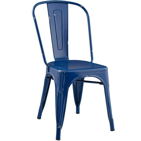 - Pemberly Row Metal Dining Chair in Navy Blue