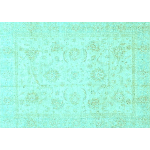 Ahgly Company Indoor Rectangle Oriental Light Blue Traditional Area Rugs, 7' x 9'
