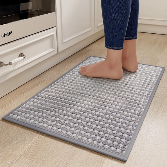 Kitchen Mats for Floor, Super Absorbent Kitchen Rugs Non Slip Washable, Rubber Backing Soft Chenille Braided Kitchen Runner Rug, Standing Mat Kitchen Sink Mat, Easy to Clean