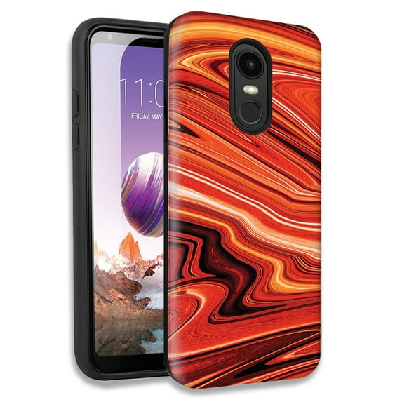 Mundaze Abstract Orange Paint Double Layer Hybrid Case Cover For LG Stylo 4