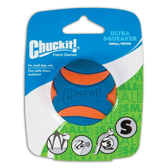 Chuckit! Ultra Squeaker Ball Natural Rubber Dog Toy Small 2 inch - 2 Pack