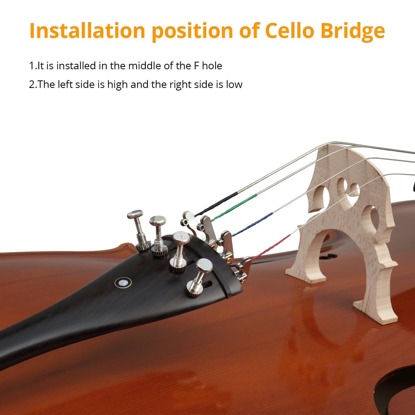 Ktaxon 4/4 Full Size Cello with Bag Bow Rosin Bridge for Beginners, Brown
