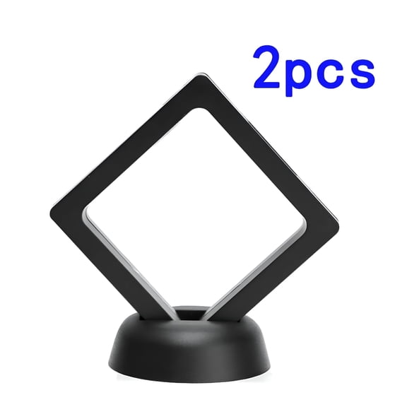 LAMIRO 2Pcs Challenge Coin Display Frame, 3D Floating Display Case Stand Holder, Medallion Medal Specimen Military Coin Clear Box Black