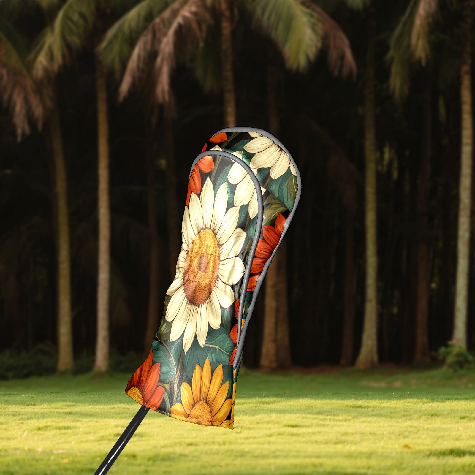 Golf Club Covers PU Leather Waterproof Head Covers for Fairway Woods Hybrids Sunflower Unisex Fits Most Brands