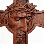Handicraft Wooden Crown of Thorns Jesus Christ Crucifixion Cross, Home Wall Decoration