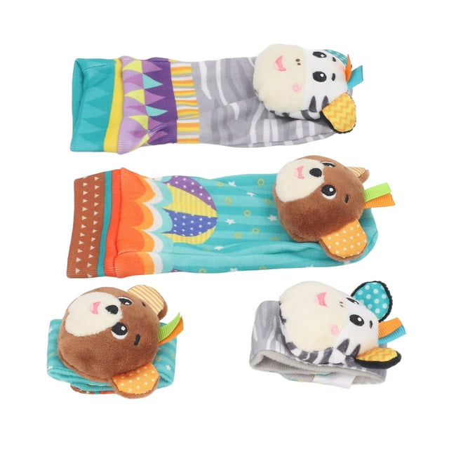 Baby Wrist Rattles Toy, Baby Wrist Rattles Toy Colorful Pattern Soft Early Educational Rattles Foot Finder Socks Set