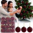 thumbnail image 6 of Deeceymbur Velvet Flocked Christmas Tree Ornaments Set of 12 Plastic Balls Hanging Decor for Holiday Decoration Party Festive Display, 6 of 6