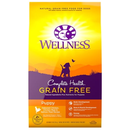 Wellness Complete Health Natural Grain Free Puppy Dry Dog Food, Chicken & Salmon, 24-Pound Bag