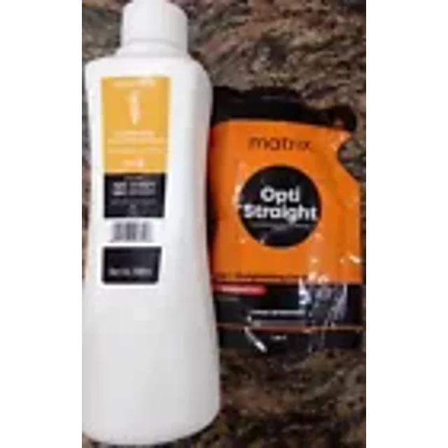 Matrix Opti Straight Crème Lissante pour Cheveux, 125 ml et Neutralisant, 500 ml