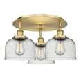 thumbnail image 3 of Innovations Lighting  Bell - 3 Light 20" Flush Mount Brushed Brass/Seedy, 3 of 5