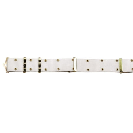 G.I. Style White Nylon Pistol Belt with Metal Buckles