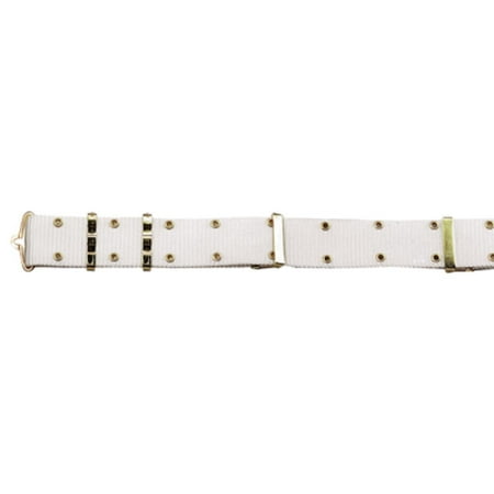 G.I. Style White Nylon Pistol Belt with Metal