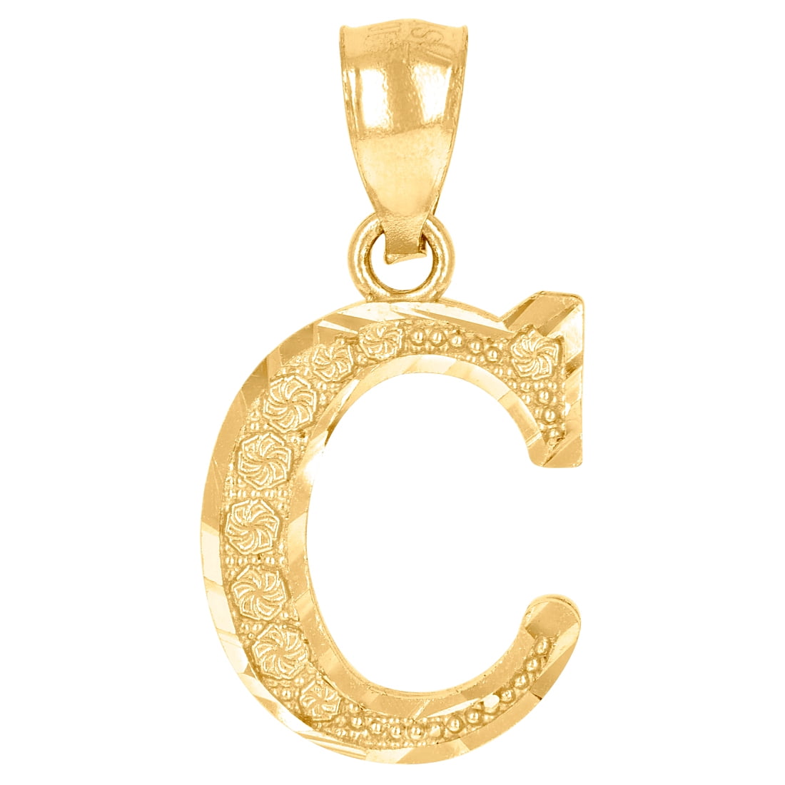 10k Yellow Gold Unisex Letter Name Personalized Monogram Initial C Alphabet Charm Pendant Necklace 20.6x10.5mm Wide Pend