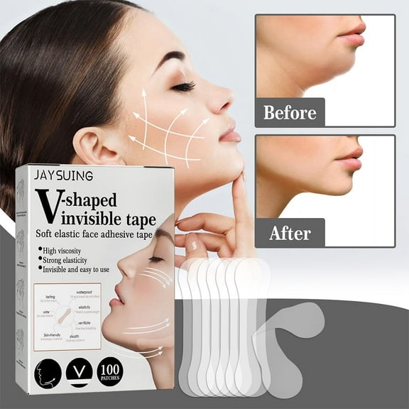 V Face Lift Stickers - Invisible Jawline Tightening Patch, Anti-Aging Facial Tape for Sagging Skin, Thinnest 0.02mm Lifting Strips, 100pcs