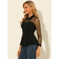 thumbnail image 2 of DARING DIVA Mesh Sheer Keyhole Peplum Top 2XL Black, 2 of 6
