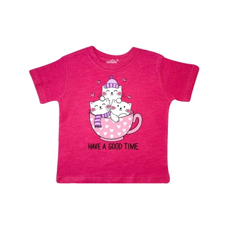 

Inktastic Winter Cats in a Pink Teacup with Hearts Gift Toddler Boy or Toddler Girl T-Shirt