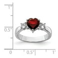 thumbnail image 2 of 925 Sterling Silver Rhodium Plated Love Heart Garnet and White Topaz Ring Size 6 3.3mm Wide Statement Ring for Women, 2 of 2