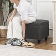 thumbnail image 4 of Ottoman with Storage 24'' Storage Ottomans Linen Fabric Ottoman Footstools Small Upholstered Foot Rest Stool for Couch, Living Room, Bedroom, Entrance Shoe  Dark Grey, 4 of 7