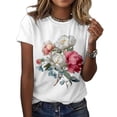 thumbnail image 1 of Camiseta ZOCANIA Graphic Tees para mujer de algodón con estampado floral, 1 of 2