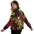 thumbnail image 3 of COEQINE Womens Cropped Bomber Jacket Full Zip Loose Fit Bomber Winter Coat Trendy Stand Collar Varsity Jackets Shackets Outerwear Dressy Fall Clothes, Small, Polynesian Tribal Plumeia, 3 of 7