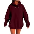thumbnail image 2 of Lovskoo Womens Oversized Hoodies Winter Solid Color Sweatshirts Pullover 2025 Hooded Tops With Pocket Trendy Outfits Burgundy, 2 of 5