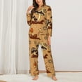 thumbnail image 3 of Junzan Brown Mushrooms Print Womens Pajama Sets,Long Sleeve Button Down For Women Pjs 2 Piece, 3 of 9