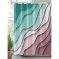 thumbnail image 3 of Green Ombre Waterproof Fabric Shower Curtain, Modern Geometric Abstract Dark Red Cream Shower Curtain for Bathroom Curtains Bathtubs Hotel Washable Shower Curtains with 12 Hooks Extra Long 72x96, 3 of 6