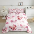 thumbnail image 2 of Manfei Cute Cartoon Axolotl Bedding Comforter Set,Kawaii Bowtie Ribbon Twin Comforter Sets,Pink Bowknot Bow Bedding Set For Girls Kids,Super Cozy Room Decor Reversible,2 Pieces, 2 of 8