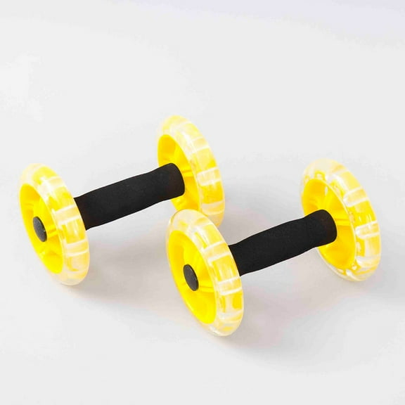Raindrops Dual Abdominal Exercise Wheels for Home Fitness, Tummy Shaping Roller, Yellow, 1 Pair