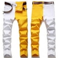 2023 Spring and Autumn New Stitching Jeans Fashion Trend Men‘s Micro