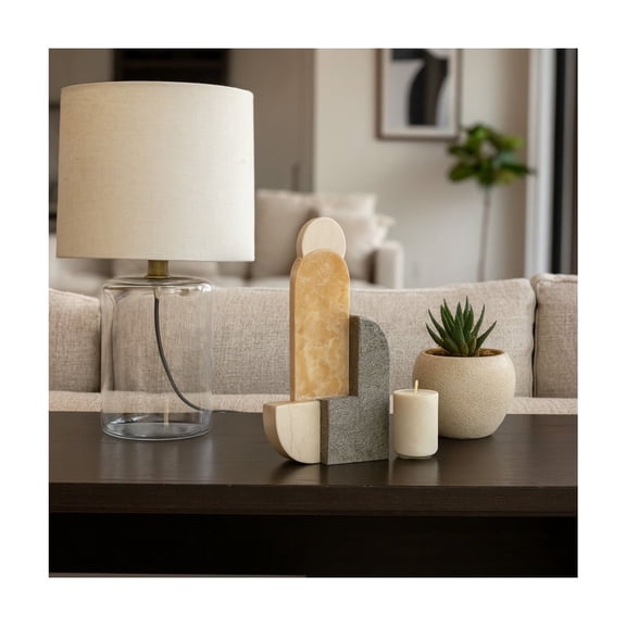 Decorative Statue and Ornament for Shelf Decor - Abstract Stone Sculpture for Home, Bathroom, Office, and Living Room - Modern Coffee Table Decor That Elevates Your Art - 13" Black, Brown, Tan