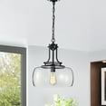 thumbnail image 3 of Warehouse of Tiffany Karha Single Light Matte Black Pendant with Glass Shade, 3 of 6