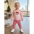 thumbnail image 5 of Cjfdfy Toddler Baby Girl Christmas Outfit Long Sleeve Sweatshirt and Pants 2Pcs Cute Santa Claus Embroidery Crewneck Sweatshirt Top Striped Pants Set Baby Girl Winter Clothes, 5 of 9